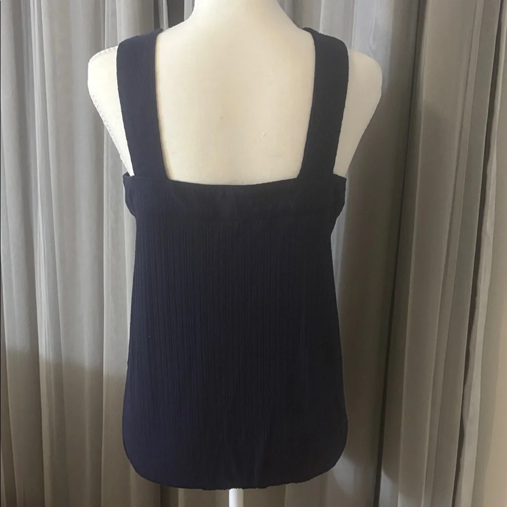 Maurices Navy Sleeveless Blouse with Crochet Detail, size M - Picture 3 of 3